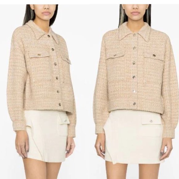 Sandro metalic thread trucker jacket tweed cardicoat - Picture 6 of 15